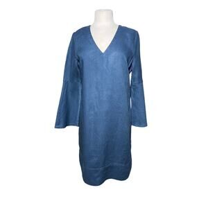 SOFT SURROUNDINGS Women’s Boho Navy Blue Linen Bell Sleeve Tunic top